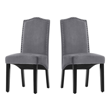 Grey Velvet High Back Dinning Chair Set of 2 Dining Chairs Living and Home 