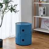 Componibili Round Storage Unit with 2 Drawers Storage Drawers Living and Home Blue 
