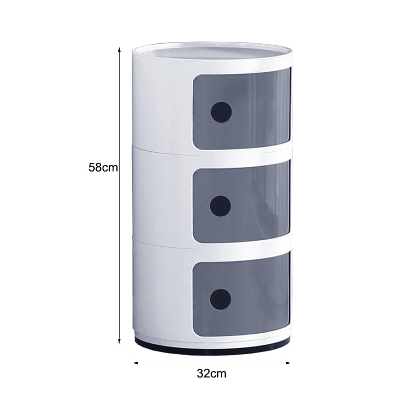 58cm Height Cylindrical 3-Tier Plastic Storage 3 Drawer Unit Storage Drawers Living and Home 