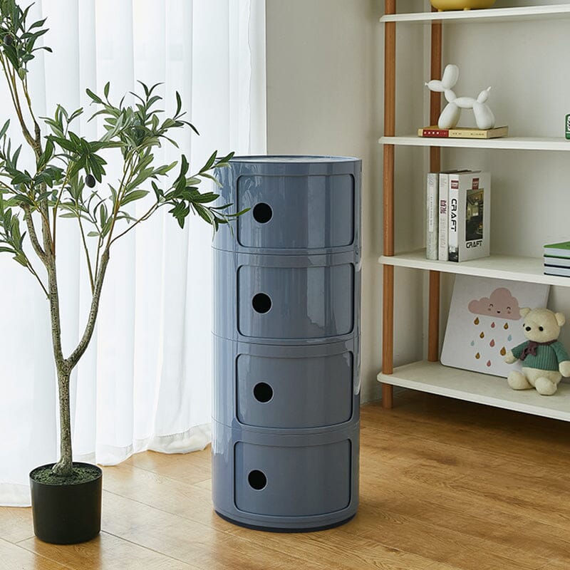 76cm Height Cylindrical 4-Tier Plastic Storage Drawer Unit Storage Drawers Living and Home Grey 