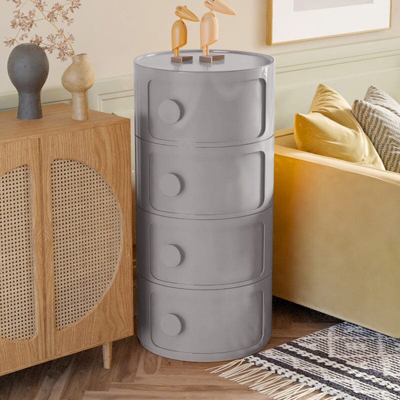 2ft H Round 4 Tier Drawer Storage Unit Organizer Storage Drawers Living and Home Grey 