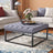 84cm W Square Linen Footstool with Metal Frame Footstools Living and Home Grey 