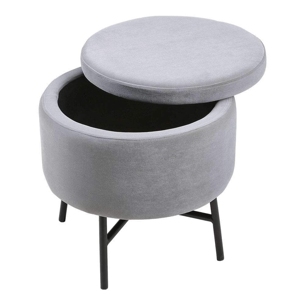 Contemporary Velvet Storage Ottoman with Metal Legs Footstools Living and Home 