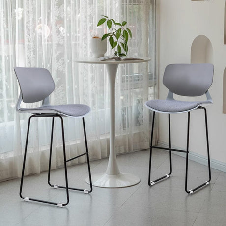 Modern Gray Plastic Bar Stools with Black Painted Legs, Set of Two Living and Home 