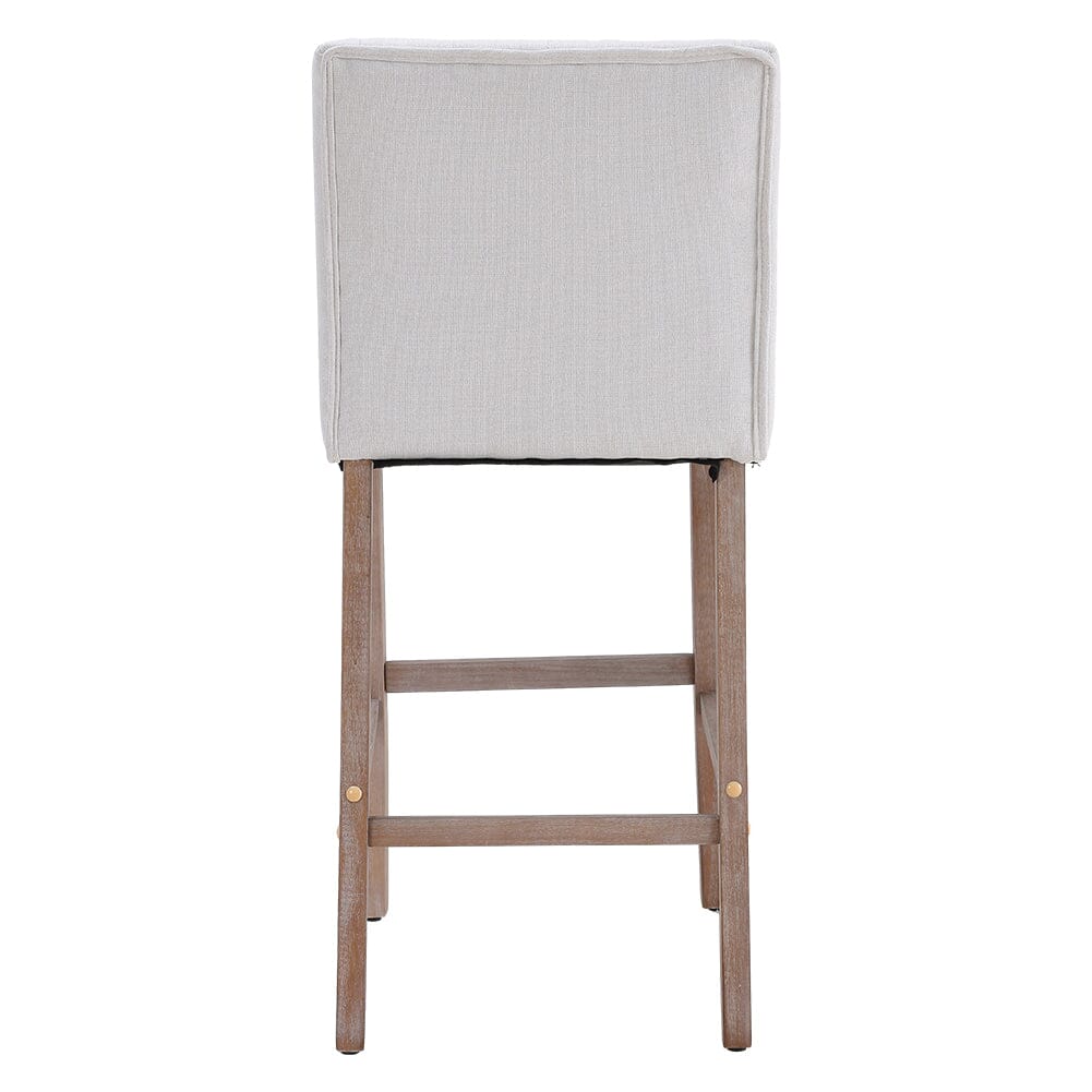 Set of 2 99cm Hight Bar Stools Linen Upholstered with Wood Legs Bar Stools Living and Home 