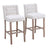 Set of 2 99cm Hight Bar Stools Linen Upholstered with Wood Legs Bar Stools Living and Home White 