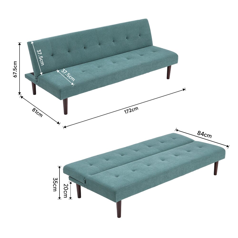 172cm Green Sofa Bed Contemporary Convertible Upholstered Sofa Beds Living and Home 