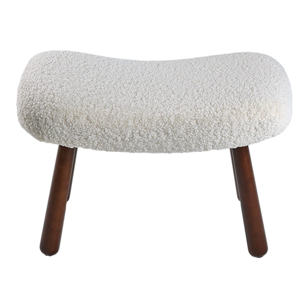 Modern White Lamb Wool Armchair with Ottoman Set Lounge Chair with Footstool Lounge Chairs Living and Home 