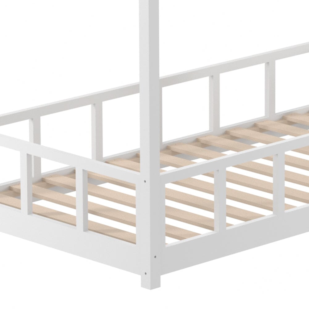 House Bed Frame Wood Toddler Bed with Safety Guard Fence Bed Frames Living and Home 