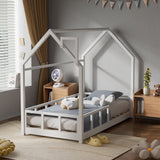 House Bed Frame Wood Toddler Bed with Safety Guard Fence Bed Frames Living and Home 