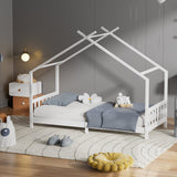 Nordic Style Pine Wood Bed Frame Toddler Kid Single Bed with Roof Bed Frames Living and Home 