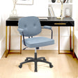 Blue Upholstered Office Chair with Armrests and Rolling Wheels Living and Home 