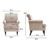 Contemporary Velvet upholstered Armchair with Casters Armchair Living and Home 