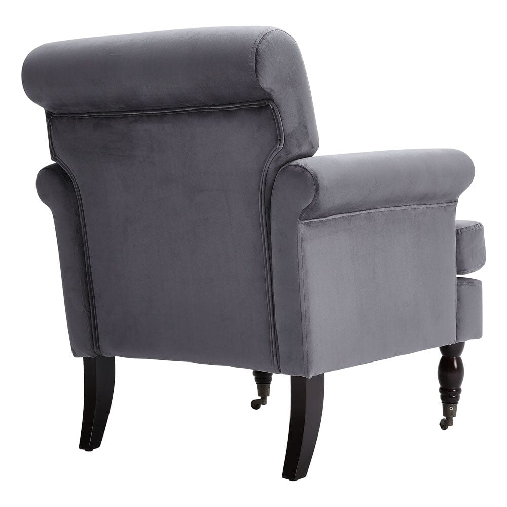 Contemporary Velvet upholstered Armchair with Casters Armchair Living and Home 