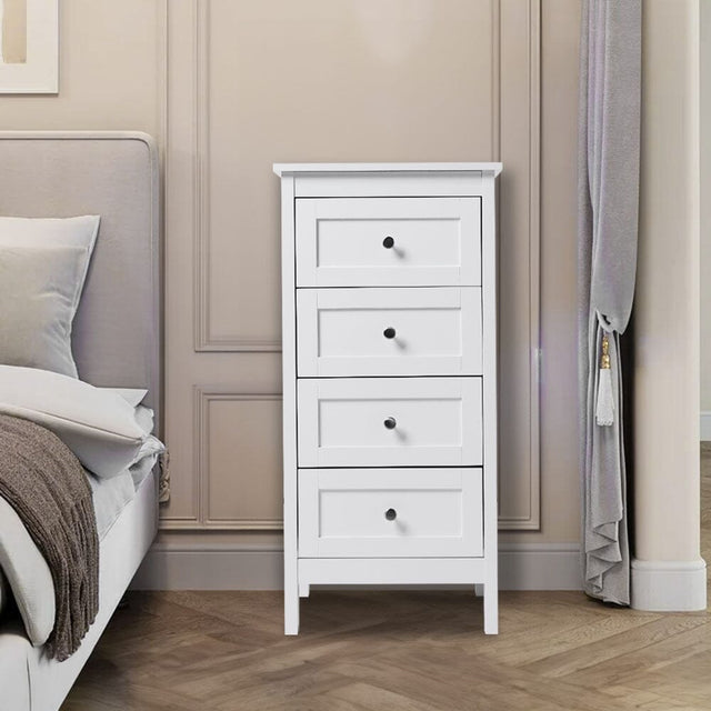 Classic White Wooden 4-Drawer Storage Cabinet Living and Home 