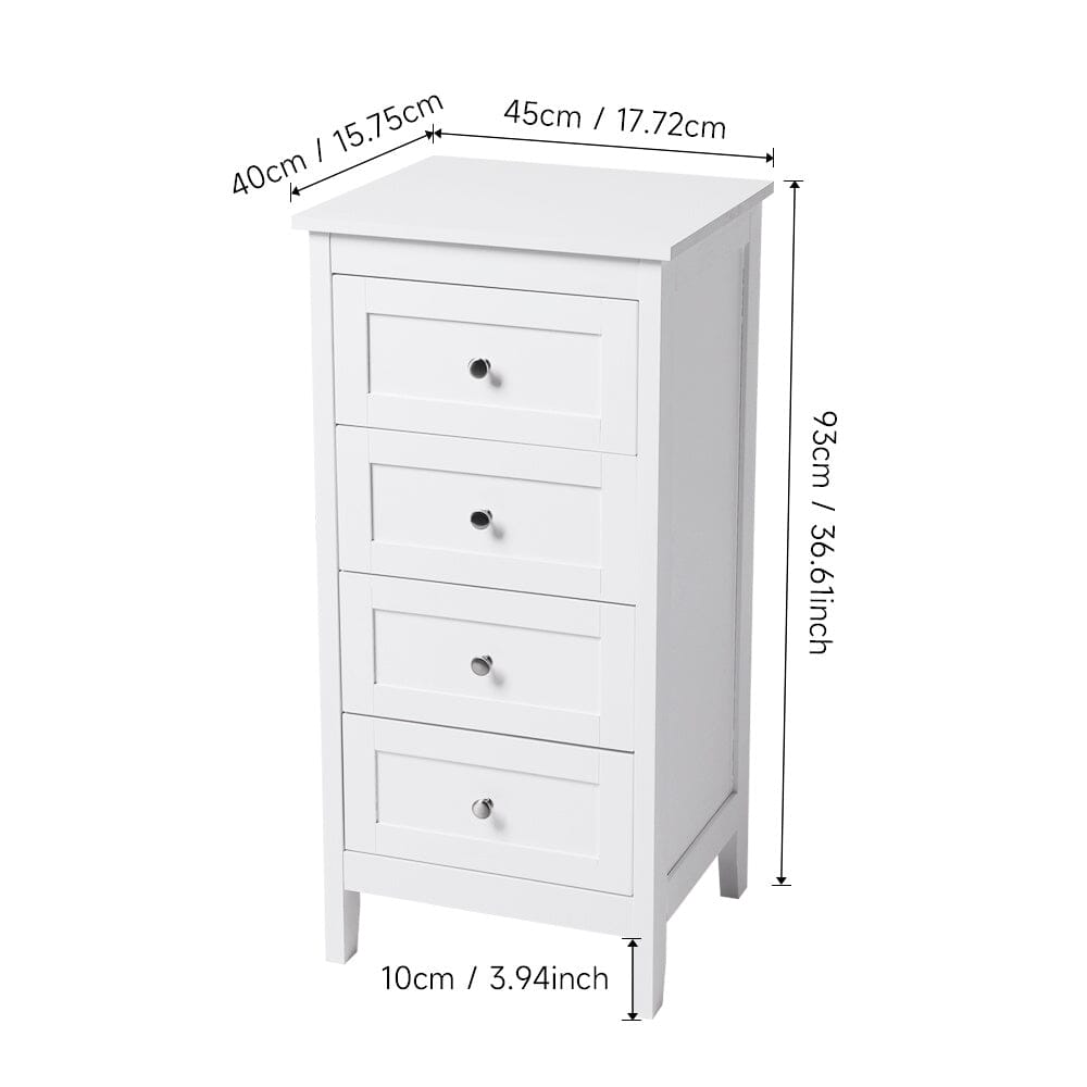 Classic White Wooden 4-Drawer Storage Cabinet Living and Home 