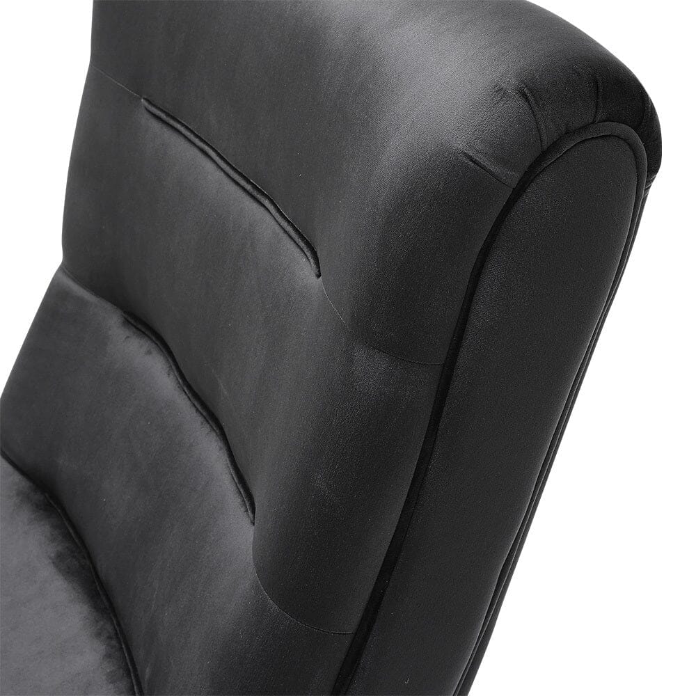 Black Modern Curved Velvet Lounge Chair with Footstool Lounge Chairs Living and Home 