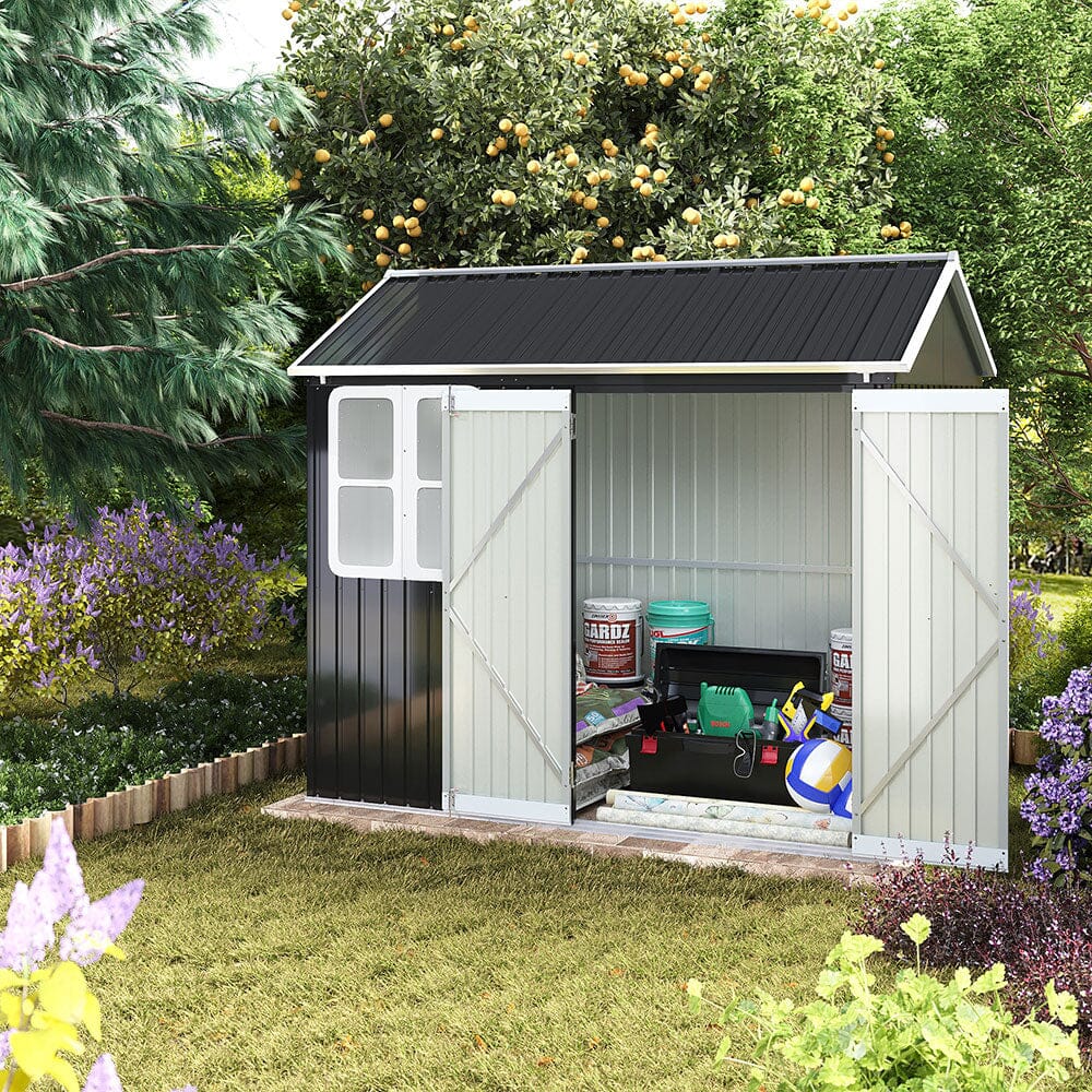 8.3 x 5.4ft Metal Apex Roof Garden Shed Outdoor Storage House Living and Home 