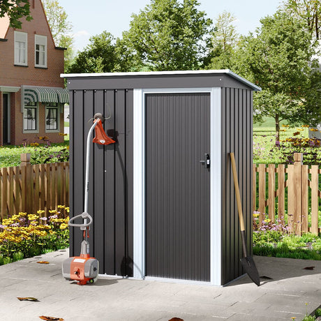 5 x 3 FT Outdoor Metal Storage Shed with Lockable Door for Garden (Ver. 2) Living and Home 