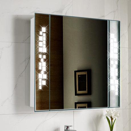 Contemporary Rectangle Wall Mounted LED Mirror Cabinet Living and Home 