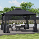 Premium Iron Outdoor Pergola with Sheer Charcoal Gray Screens Living and Home 