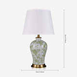 Green Floral Ceramic Table Lamp with Copper Base and Fabric Shade Lightsin UK 