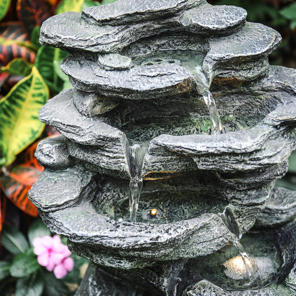 Winding Rockery Water Feature Self-Containing Feature Outdoor Fountain Fountains Living and Home 