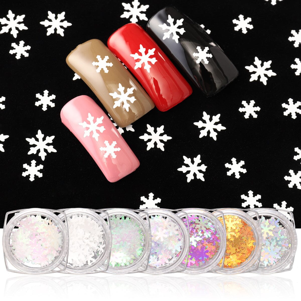 Christmas Nail Art Laser Ultra Thin Super Sticky Snowflake Nail Patches Set of 7 Living and Home 