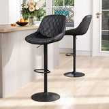 Set of 2 Faux Leather Height Adjustable Bar Stool Black Bar Stools Living and Home 