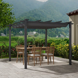 300CM Elegant Aluminum Patio Pergola with Sun-Shade Canopy Living and Home 