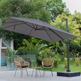 Light Grey 3 x 3 m Square Cantilever Parasol Outdoor Hanging Umbrella for Garden and Patio Parasols Living and Home Charoal Parasol + Cross Base + Square Water Tank 