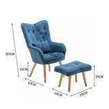 107cm Height Velvet Wingback Lounge Armchair and Footstool Wingback Chairs Living and Home 