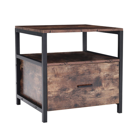 H&O Direct Industrial 1 Drawer Bedside Table Bedroom, DM0536 Living and Home 