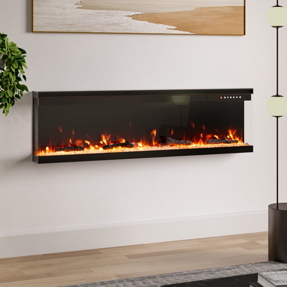 40/50/60/70-Inch 3-Sided Wall Mounted Electric Fireplace 9/12 Flame Colours and 5 Brightness Modes Living and Home 