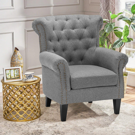 Linen Wingback Scroll Armchair Wingback Chairs Living and Home 