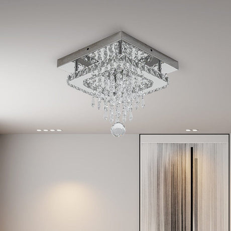 Modern Square Crystal Ceiling Light with Droplets Living and Home 