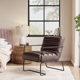 Retro Style PU leather Upholstered Armchair Metal Base Office Chair Lounge Chairs Living and Home 