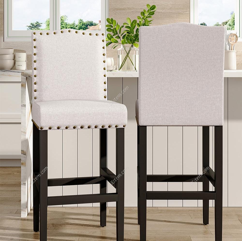 2pcs Linen Kitchen Counter Bar Stools Living and Home 