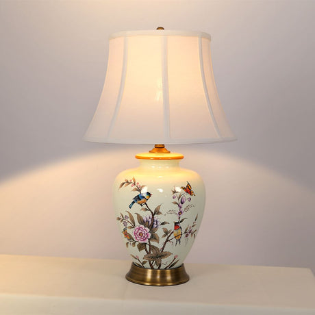 Lightsin Vintage Ceramic Floral Table Lamp with Copper Base for Bedside and Table Lighting Lightsin UK 