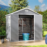 8x4ft Apex Roof Garden PP Tool Shed Outdoor Patio Storage House Living and Home 