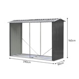 Outdoor Garden Log Storage Shed Steel Anthracite 240inchx86inchx160inch Garden Sheds Living and Home 