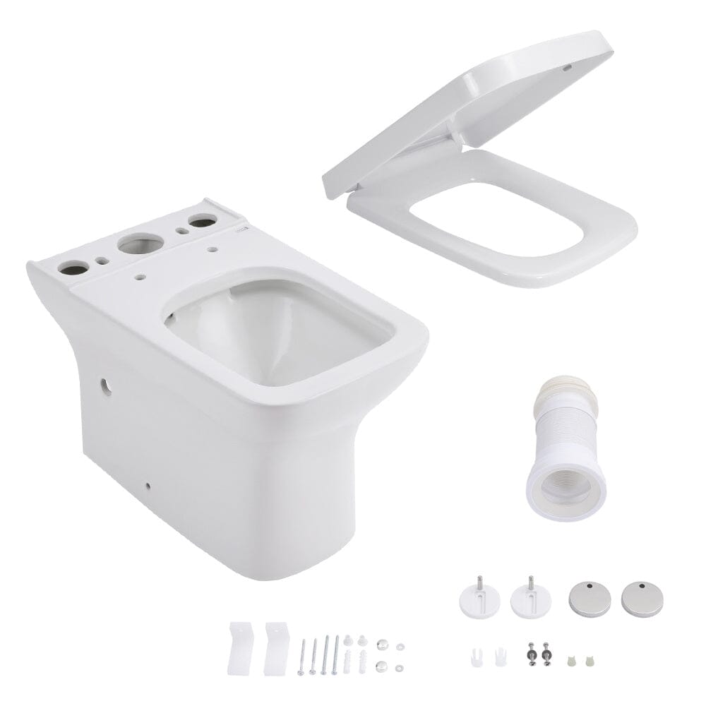 80cm H 2-Piece Elongated Square Toilet with Dual Flush Toilet Living and Home 