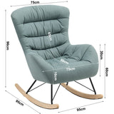 96cm Height Cyan Nordic Wooden Rocking Chair for Living Room Bedroom Rocking Chairs Living and Home 