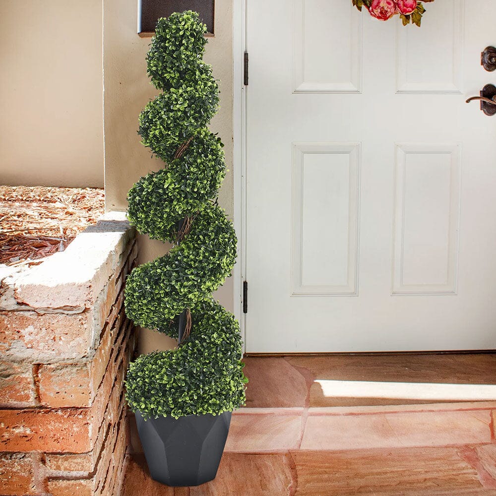 2 Pack Artificial Topiary Spiral Boxwood Tree Fake Plant Artificial Plants Living and Home 