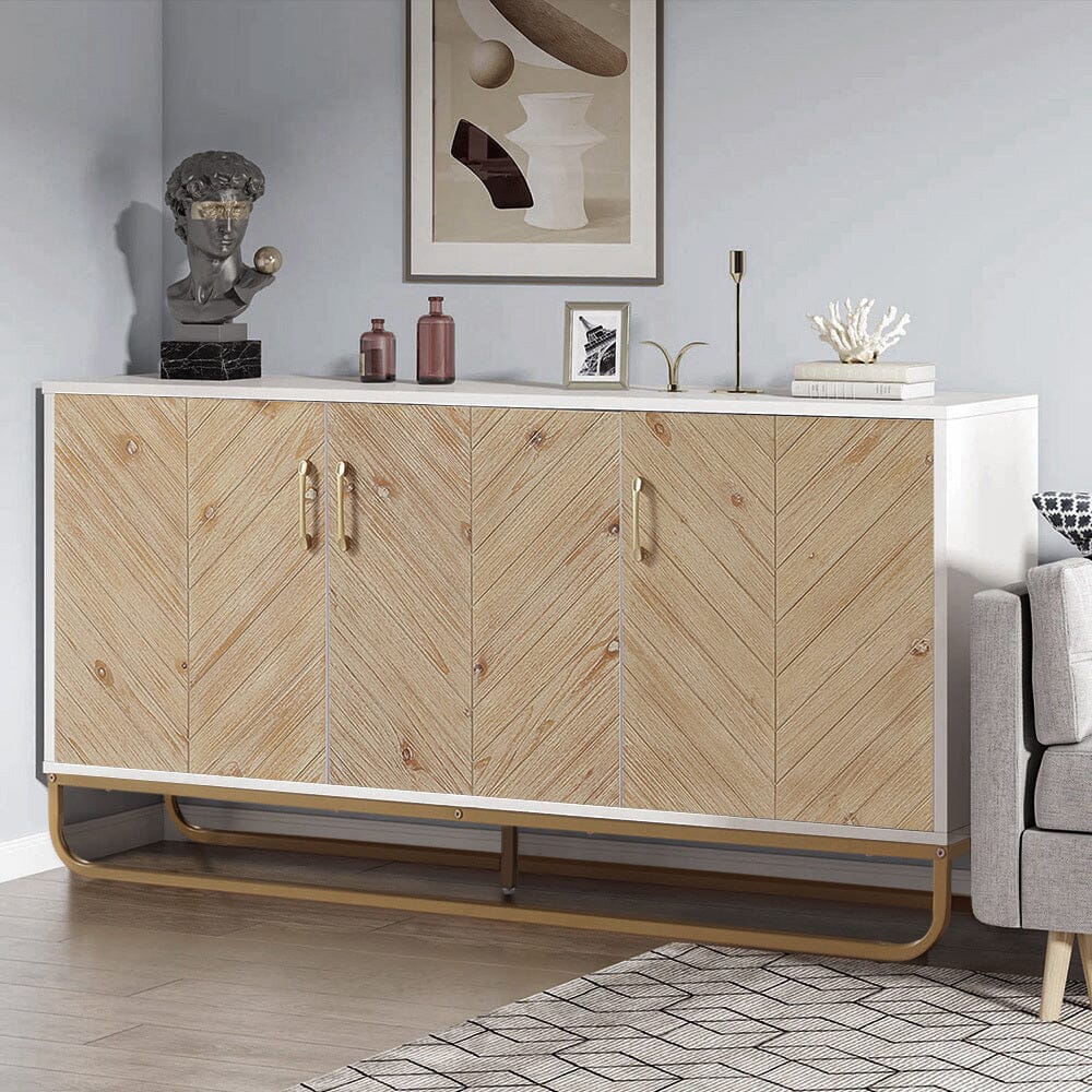 Modern Wooden Three Doors Side Cabinet Living and Home 