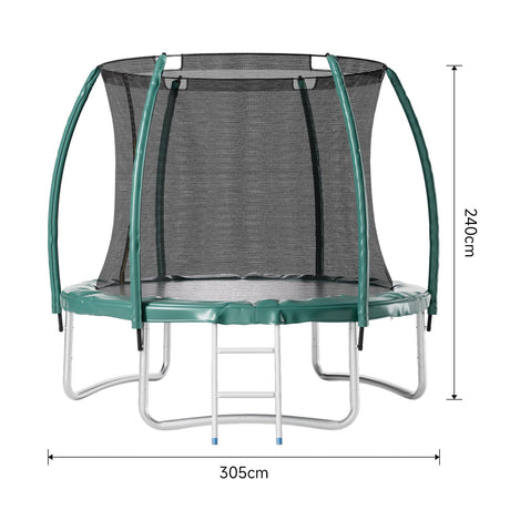 6FT/8FT/10FT/12FT/14FT Outdoor Enclosure Trampoline with Ladder in Green Living and Home 10ft 