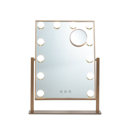 Adjustable Large Rectangular Lighted Makeup Mirror Living and Home Rose Gold With Magnifier 