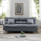 Modern 3-Seater Linen Fabric Sofa Bed with Cushions and 2 Pillows Sofa Beds Living and Home 