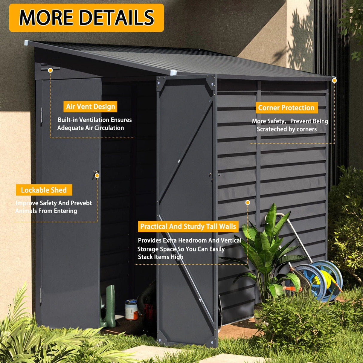 9ft Motorcycle Storage Shed Lockable Steel Garden Bike Shed Garden Sheds Living and Home 