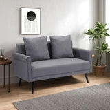 Modern Upholstered Fabric Sofa 2 Seater with 2 Pillows in Grey 2 Seater Sofas Living and Home 